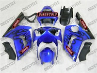 Kawasaki ZX6R Black Flame/Blue Fairings