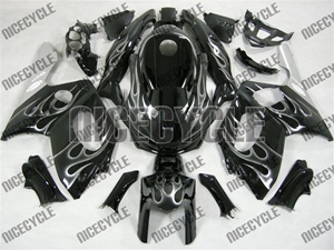 Yamaha YZF-600R Black/Silver Flames Fairings