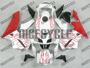 Honda CBR 600RR Red Flame on White Fairings