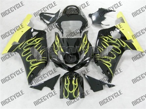 Yellow Flame/Black Suzuki GSX-R 600 750 Fairings