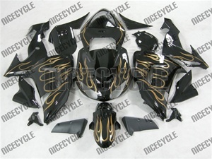 Kawasaki ZX10R Gold/Silver Flames Fairings