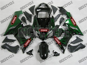 Kawasaki ZX6R Green Fire Fairings