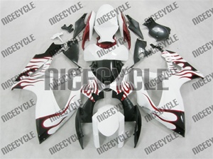 White/Flame Accents Suzuki GSX-R 600 750 Fairings