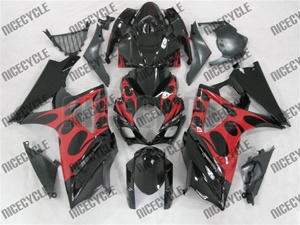 Suzuki GSX-R 1000 Red Tribal on Black Fairings