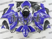 Kawasaki ZX6R White Fire on Blue Fairings