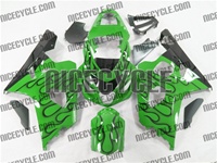 Black Fire on Green Suzuki GSX-R 600 750 Fairings