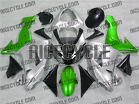 Silver/Green Kawasaki ZX10R Fairings