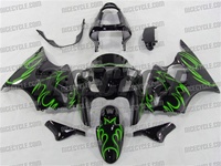 Kawasaki ZX6R Bright Green Tribal Fairings