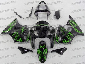 Kawasaki ZX6R Bright Green Tribal Fairings