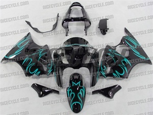 Kawasaki ZX6R Teal Tribal Fairings