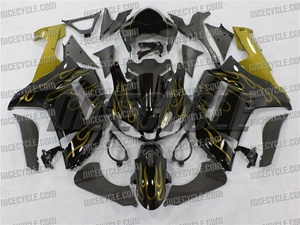 Kawasaki ZX6R Gold Flame Fairings