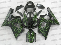 Green Flames Suzuki GSX-R 600 750 Fairings