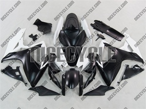 Satin Black/White Suzuki GSX-R 600 750 Fairings