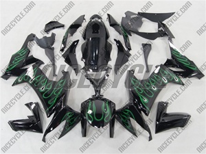 Kawasaki ZX10R Green Flame Fairings