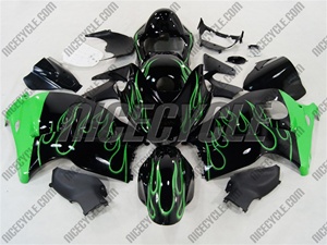 Neon Green Flame Suzuki GSX-R 1300 Hayabusa Fairings