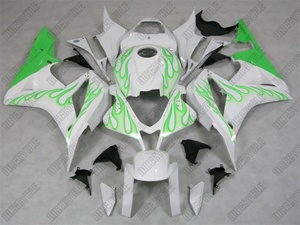 Honda CBR 600RR Green Flame on White Fairings