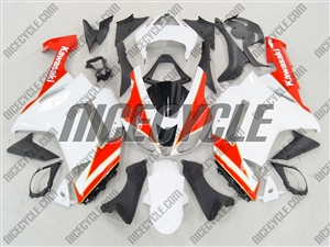 Kawasaki ZX6R Neon Red/White Fairings