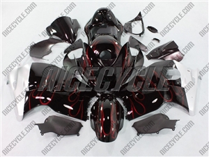 Suzuki GSX-R 1300 Hayabusa Metallic Red Flames Fairings