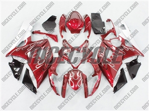 Metallic Red Flame Suzuki GSX-R 1000 Fairings