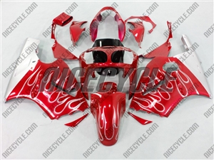 Kawasaki ZX12R Red/White Flames Fairings