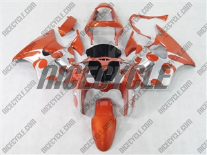 Kawasaki ZX6R Metallic Orange Tribal Fairings