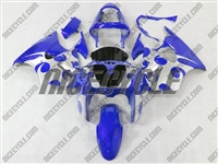 Kawasaki ZX6R Metallic Blue Tribal Fairings