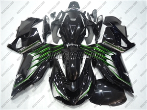 Kawasaki ZX14R Black/Green Stripe Fairings