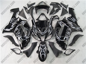 Kawasaki ZX6R White Tribal Fairings