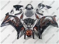 Kawasaki ZX10R Orange Flame Fairings