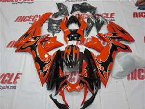 Suzuki GSX-R 600 750 Orange/Black Tribal Fairings