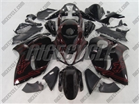 Black with Red Airbrush Detail Suzuki GSX-R 1300 Hayabusa Fairings