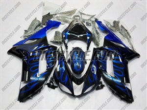 Kawasaki ZX6R Ice Blue Flames Fairings