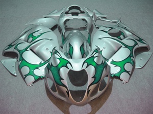 Suzuki GSX-R 1300 Hayabusa Green Tribal on Silver Fairings