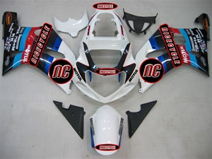 Black/White/Blue Suzuki GSX-R 600 750 Fairings