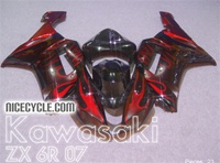 Kawasaki ZX6R Red Flame Fairings