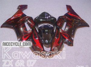 Kawasaki ZX6R Red Flame Fairings