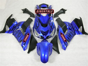 Kawasaki ZX14R Blue Metallic Flame Fairings