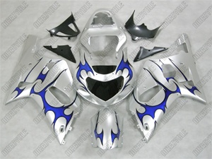 Silver/Blue Tribal Suzuki GSX-R 600 750 Fairings