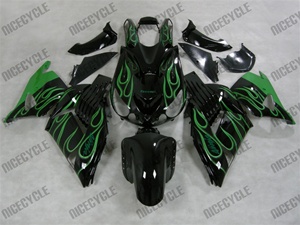 Kawasaki ZX14R Deep Green Flame Fairings