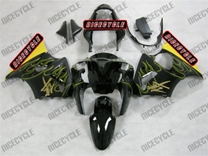 Kawasaki ZX6R Yellow Flame Kanji Fairings