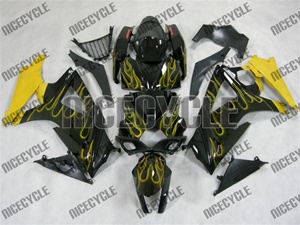 Suzuki GSX-R 1000 Yellow Fire Flame Fairings