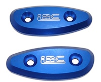 Suzuki Mirror Caps Anodized Blue Engraved with LRC. (product code# A2802BULRC)