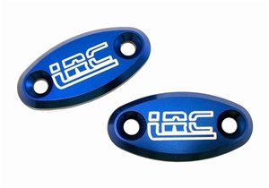 Mirror Caps Anodized Blue and Engraved "LRC" fits Honda CBR models.  (product code# A2924BULRC)