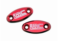 Mirror Caps Anodized Red and Engraved "LRC" fits Honda CBR models.  (product code# A2924RLRC)