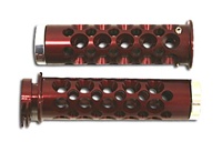 Anodized Red Straight Grips for Suzuki with Round Holes and Flat End Caps (Product Code #A3006R)