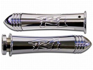 Polished & Engraved Curved In Grips with Pointed Ends for Yamaha R1 (product code# A3016)