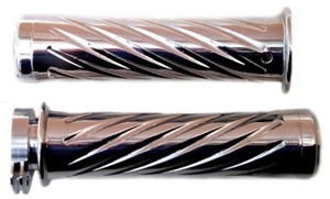 Polished Curved Grips With Swirled Design & Flat Ends for Honda (product code# A3244)