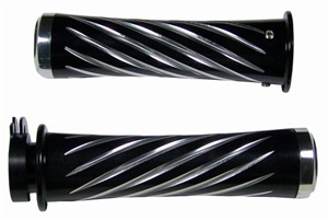 ANODIZED BLACK SUZUKI GRIP, CURVED IN, SWIRLED, FLAT ENDS (PRODUCT CODE# A3250B)