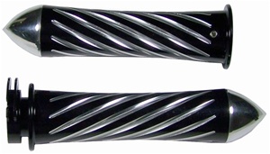 ANODIZED BLACK SUZUKI GRIPS, CURVED IN, SWIRLED, POINTED ENDS (PRODUCT CODE# A3250BP)