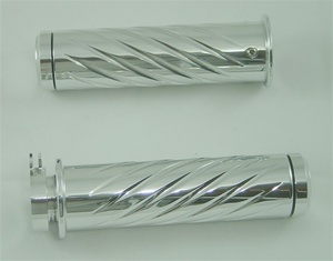 POLISHED SUZUKI GSXR/BUSA GRIP, SWIRLED, FLAT ENDS (PRODUCT CODE# A3252)